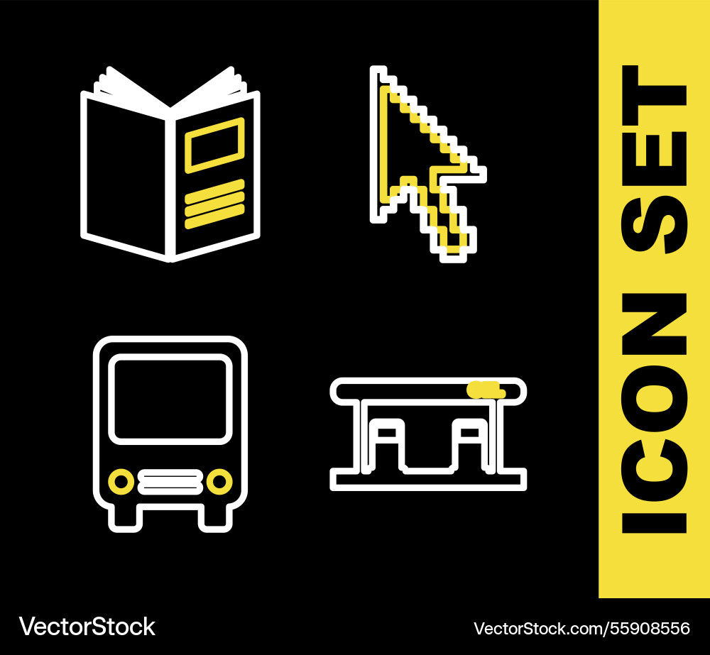 Set line pixel arrow cursor gas filling station Vector Image