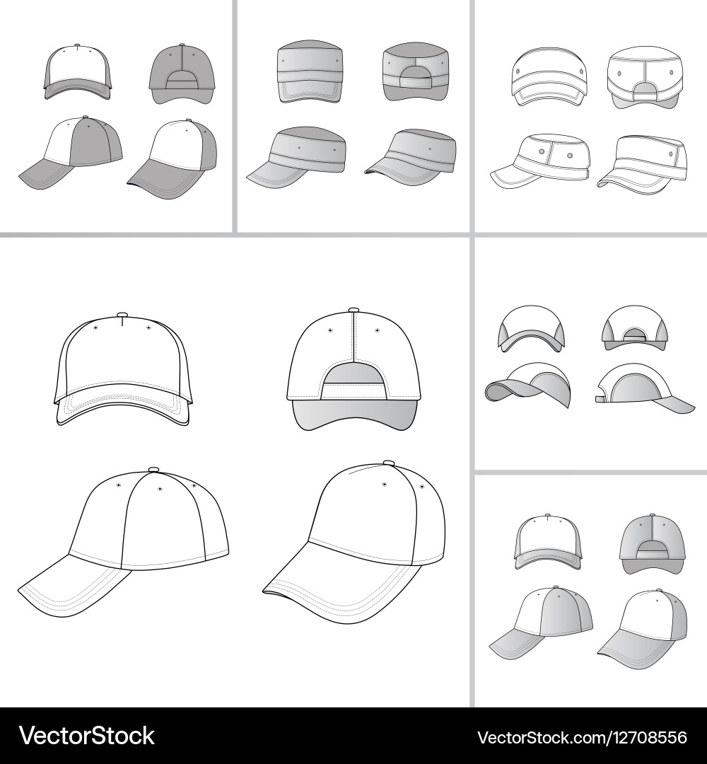 Tennis cap set Royalty Free Vector Image - VectorStock