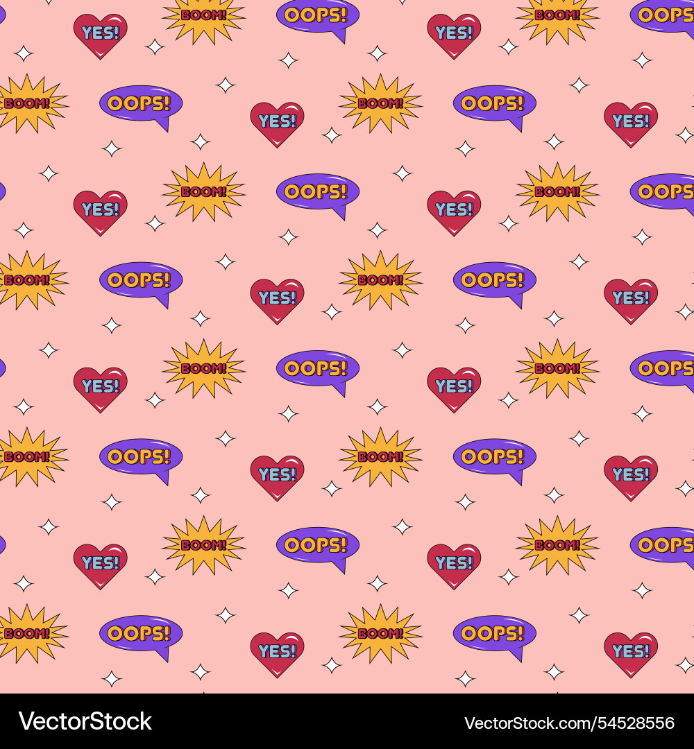 Y2k pattern retro seamless with words Vector Image