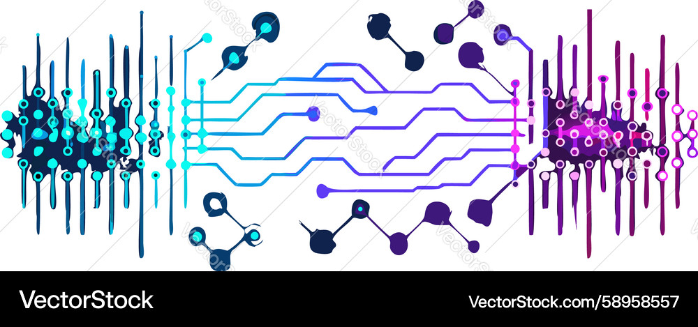 Abstract circuit board pattern with glowing Vector Image