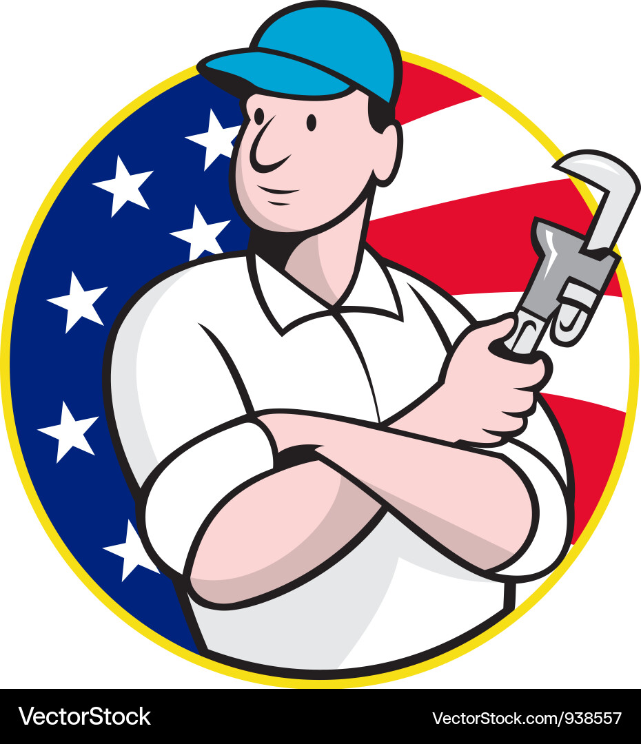 American Plumber with Wrench vector image
