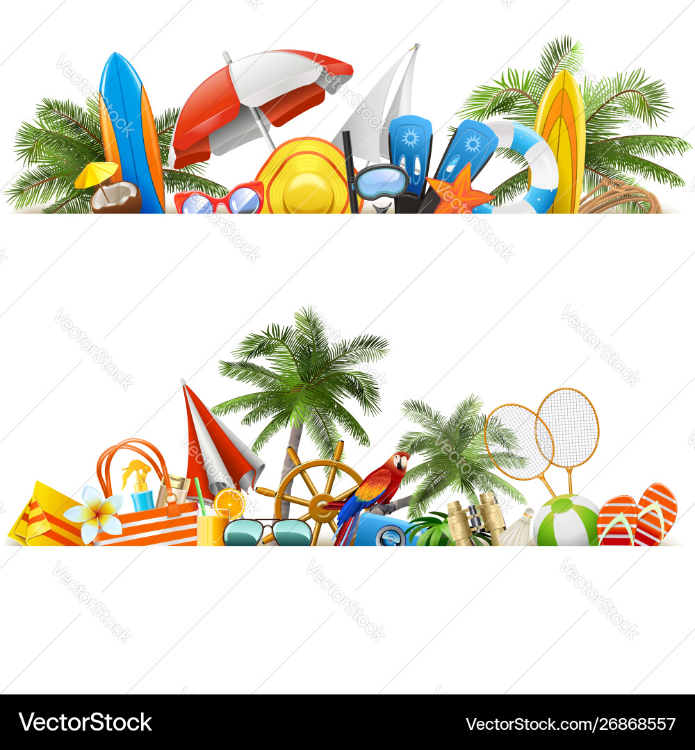 Beach borders vector image