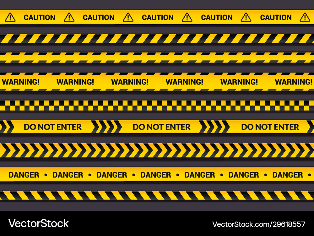 Caution tape set yellow warning strips danger Caution tape set yellow warning strips danger vector image