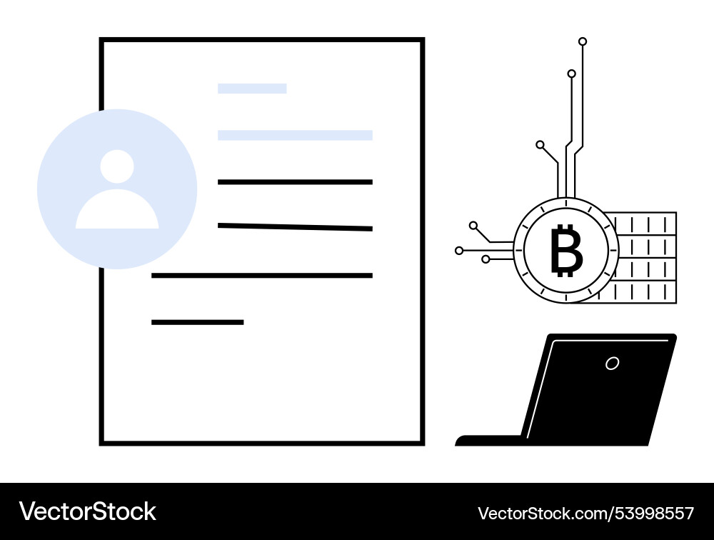 Digital identity document with bitcoin blockchain Digital identity document with bitcoin blockchain vector image