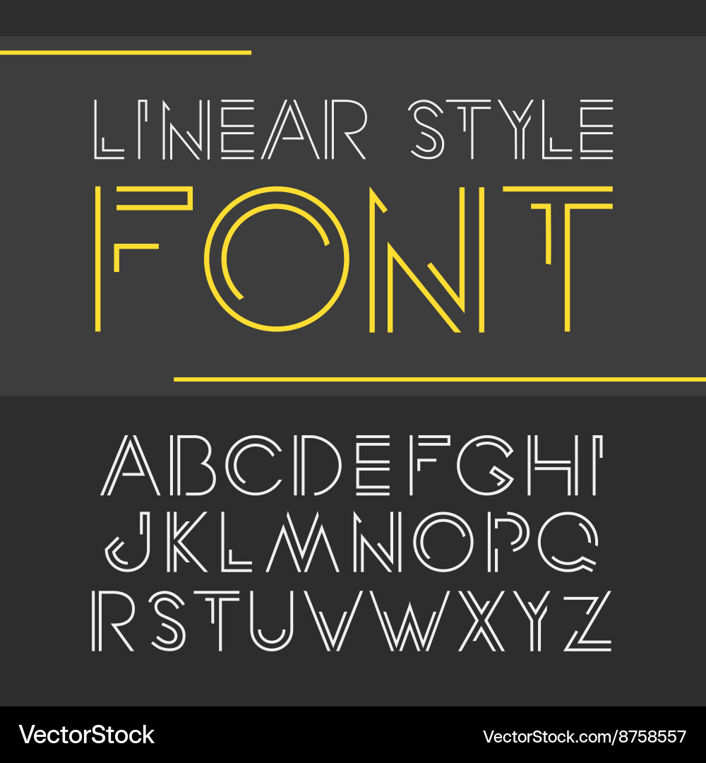 Linear font - simple and minimalistic vector image