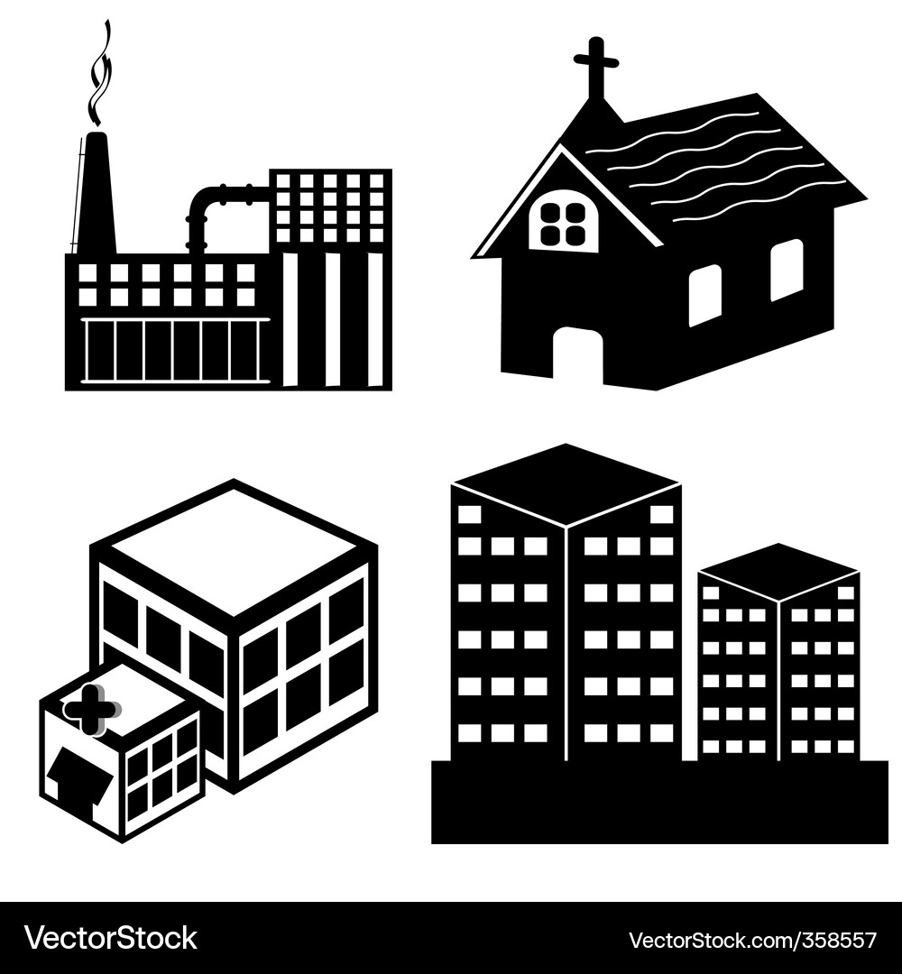 Modern Building Icons Vector Image