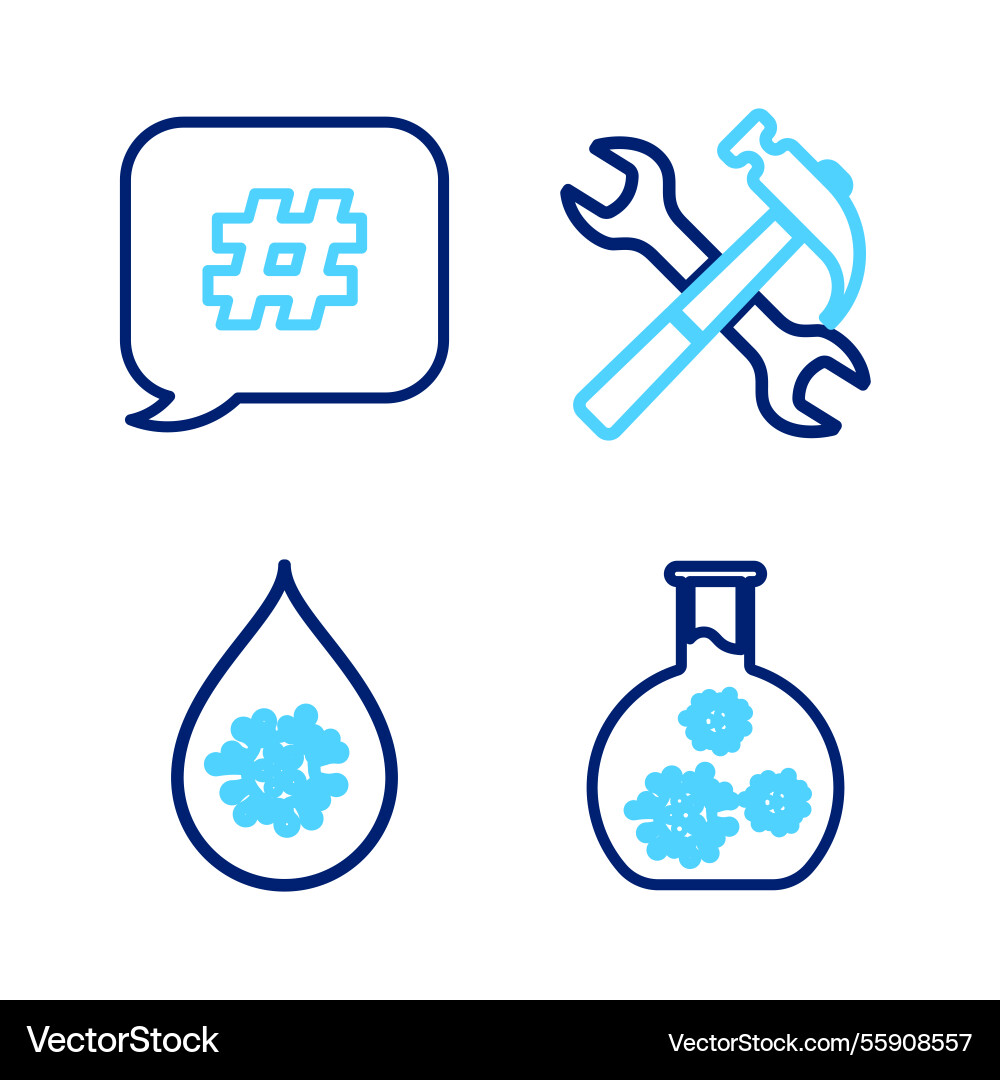 Set line test tube with virus dirty water drop Vector Image