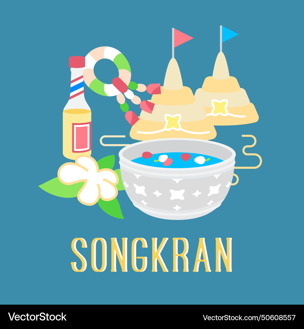 Songkran thailand water festival celebration Songkran thailand water festival celebration vector image