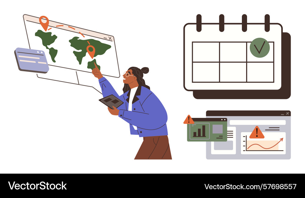 Strategizing with maps data and calendars Strategizing with maps data and calendars vector image
