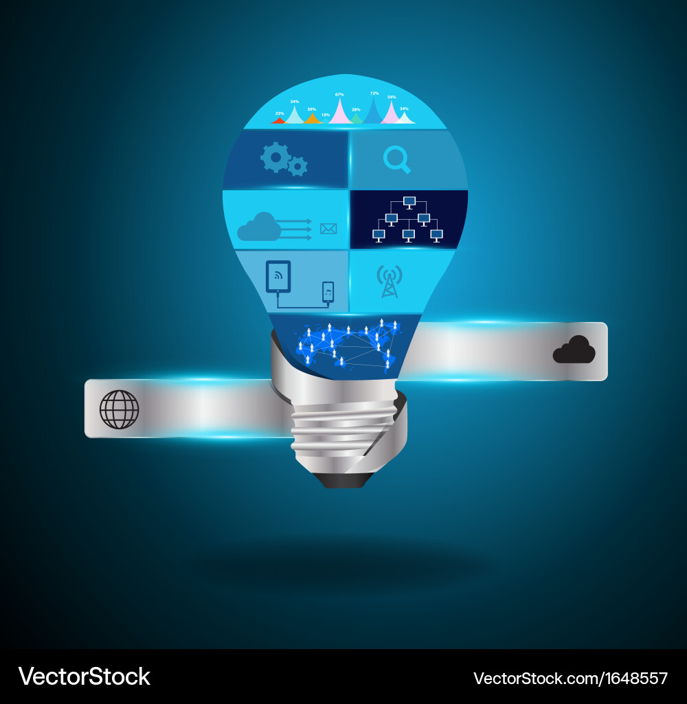 Tech Networking Lightbulb vector image
