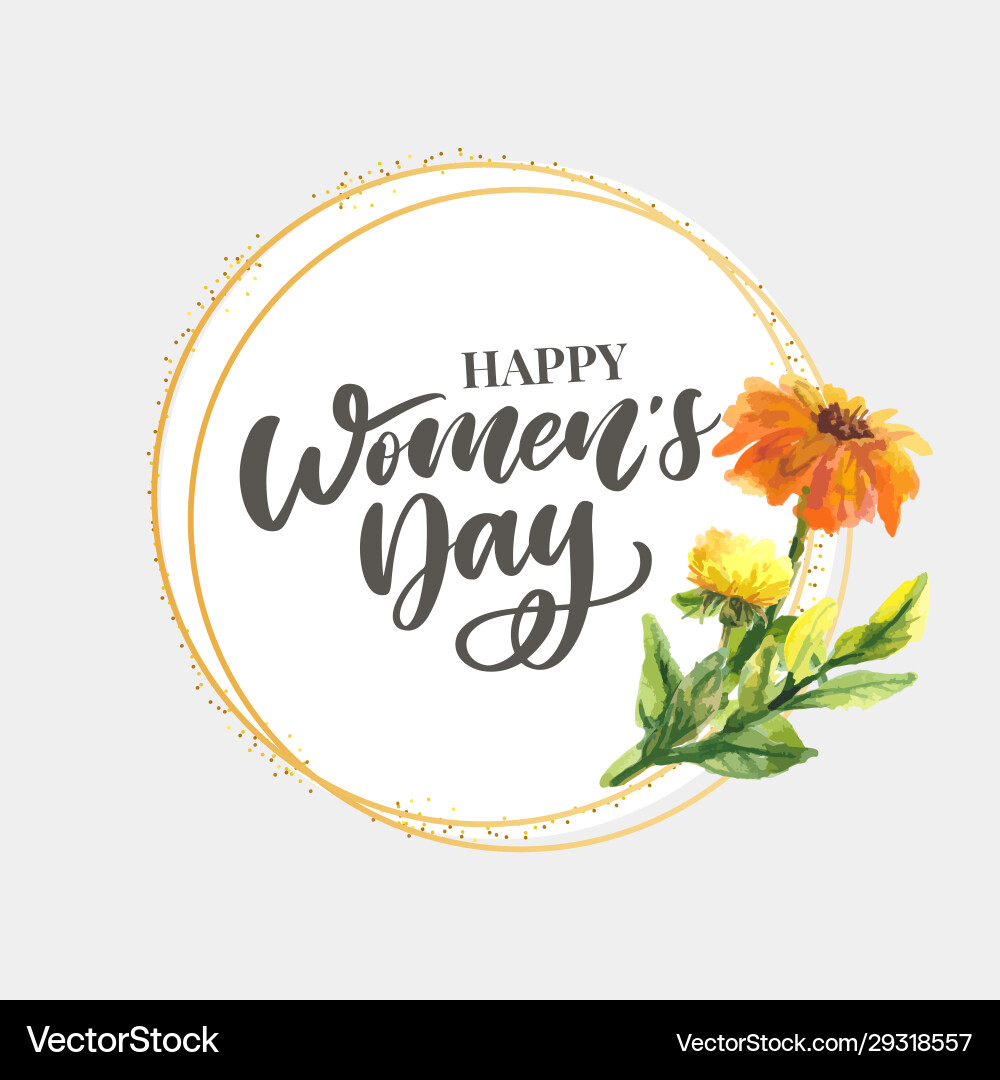 Woman s day text design with flowers and hearts Woman s day text design with flowers and hearts vector image