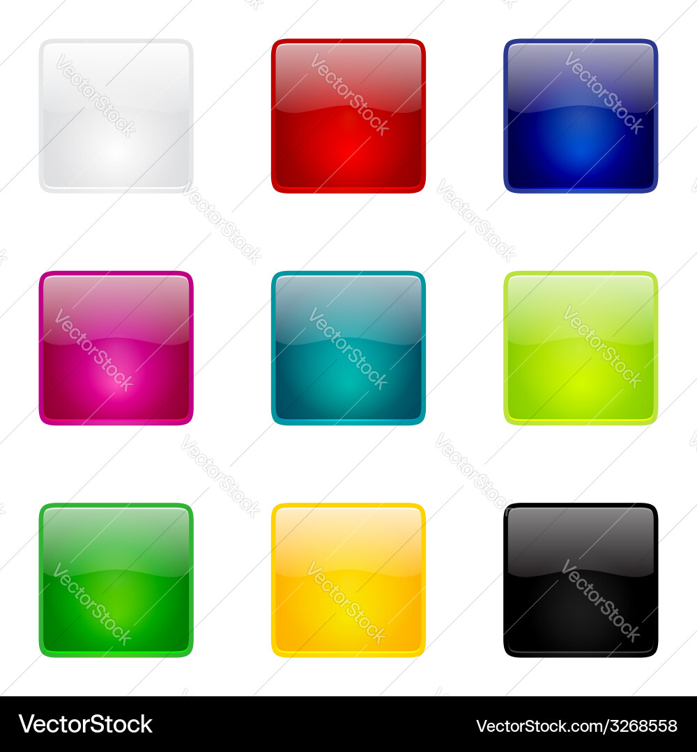 Glossy Square Buttons Collection vector image