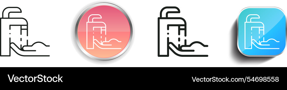Hand washing icon thin linear regular and button vector image