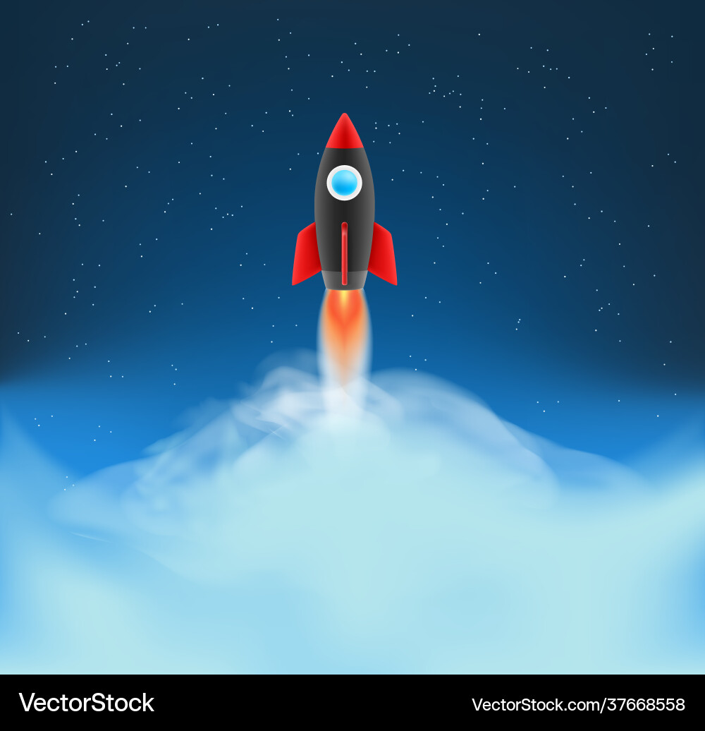 Launch rocket to space 3d style Vector Image