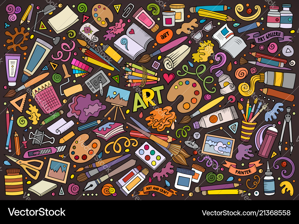 Set of art and craft objects symbols Set of art and craft objects symbols vector image
