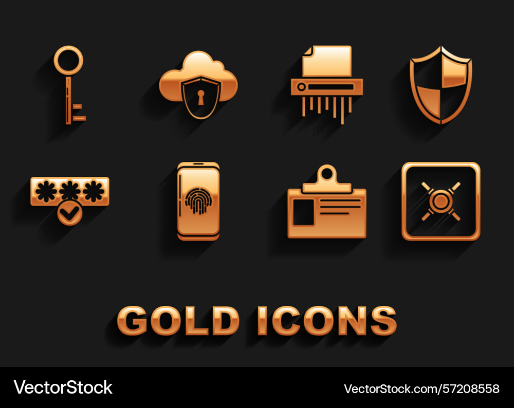 Set smartphone with fingerprint scanner shield Vector Image