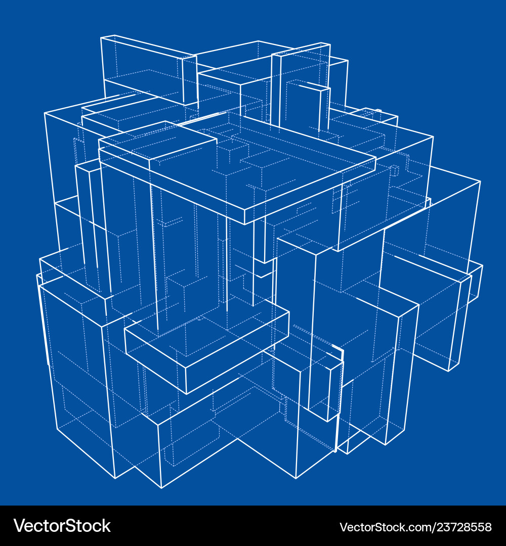 Wireframe boxes sketch style vector image