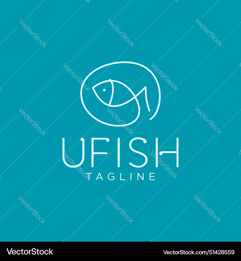 Abstract fish logo minimalist line art Royalty Free Vector