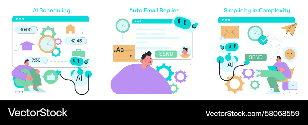 AI Scheduling & Email Automation Vector Image
