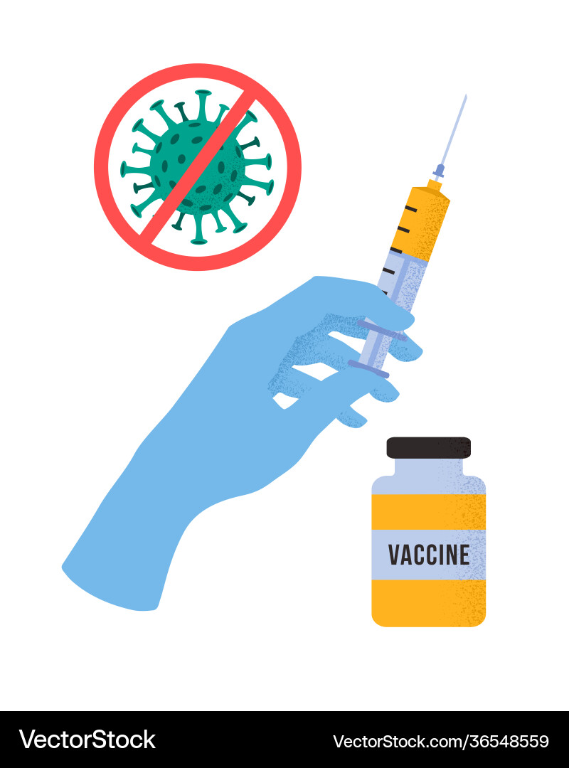Doctor Hand with Vaccine Vector Image