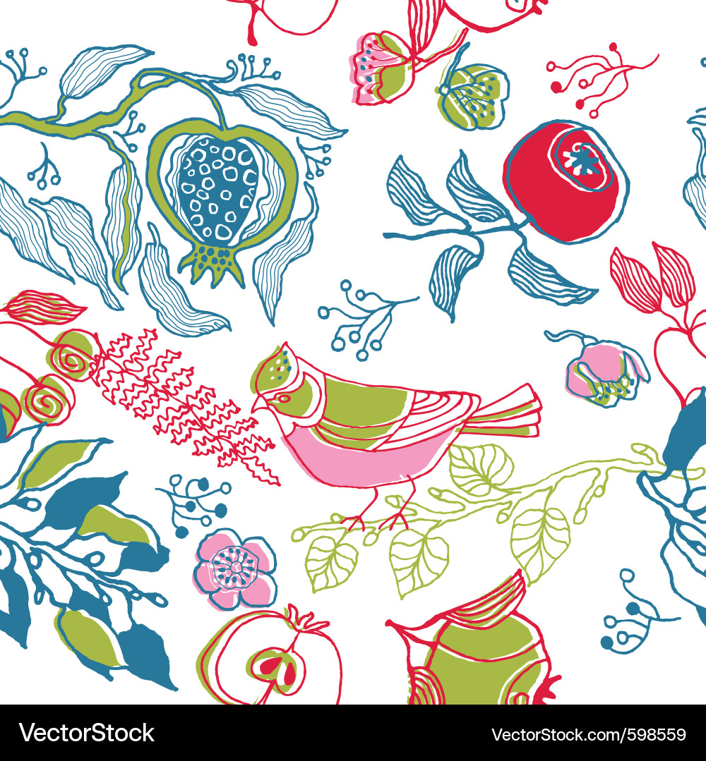 Floral Fruit Patterns Vector Image