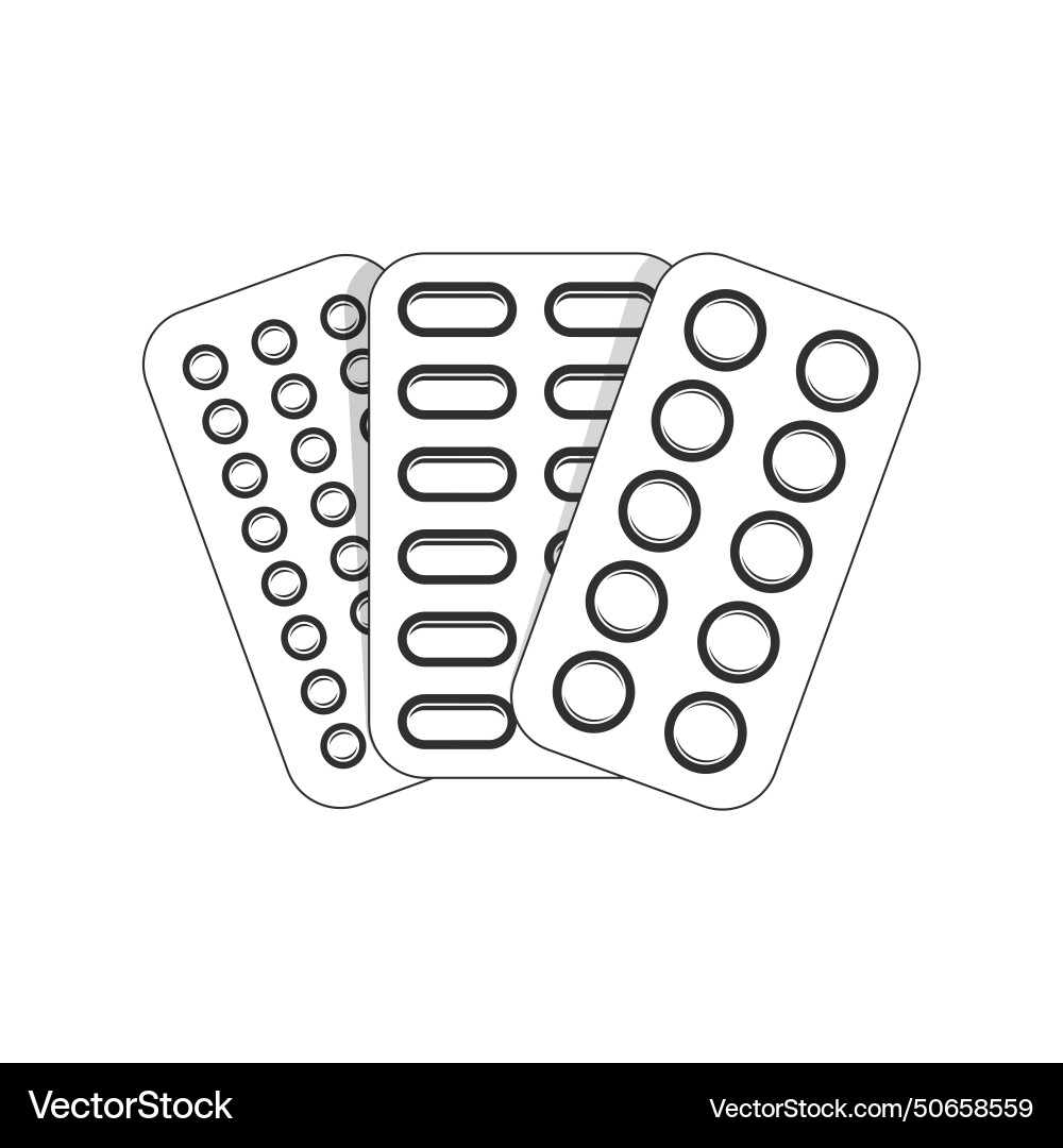 Packages of tablets different types and sizes Packages of tablets different types and sizes Vector Image