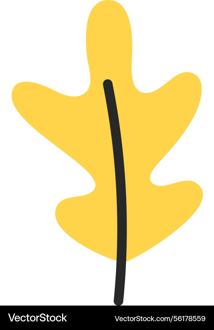 Yellow oak leaf hand-drawn element Vector Image