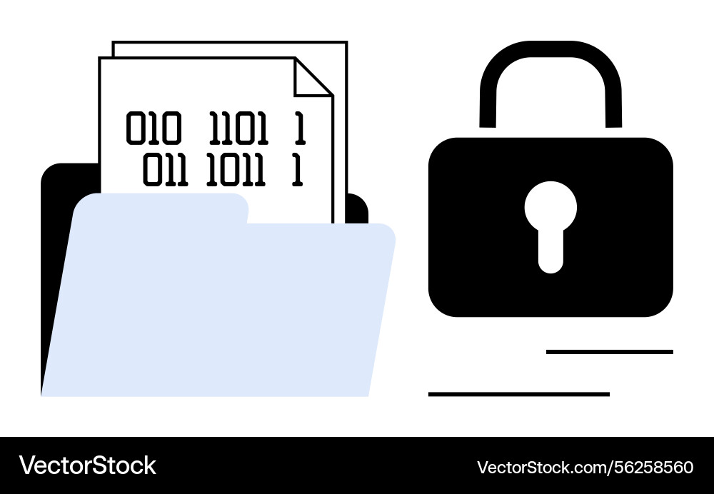 Digitaler Dateiordner mit binären Daten und Sicherheit Digitaler Dateiordner mit binären Daten und Sicherheit vektorbild