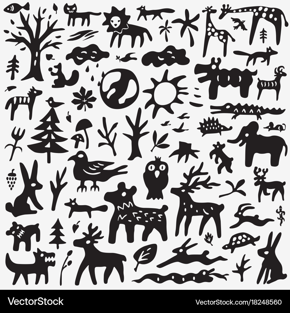 Forest Animal Doodles vector image