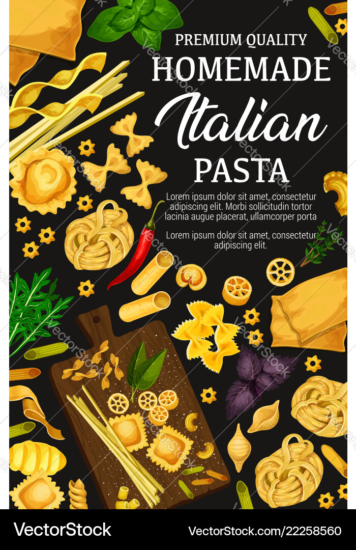 Homemade italian pasta and herbs vector image