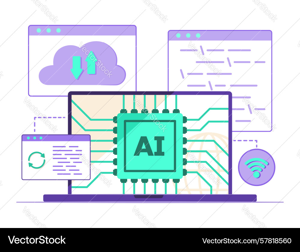 Laptop-Computer Mikrochip Verarbeitung von ai cpu Laptop-Computer Mikrochip Verarbeitung von ai cpu vektorbild