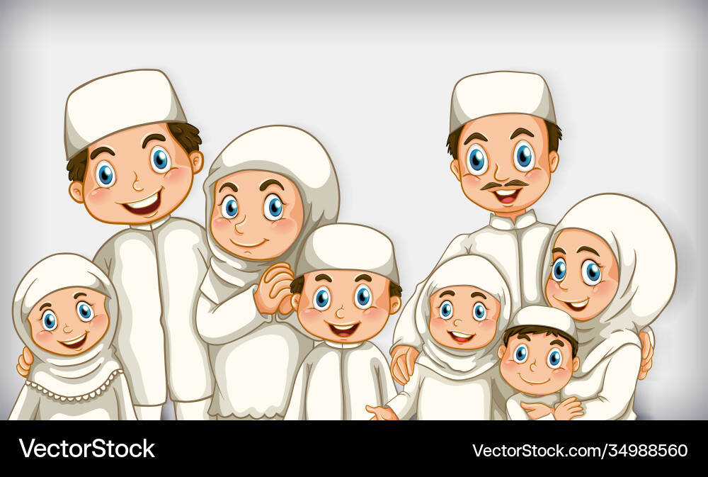 Muslim Familienmitglied auf Cartoon Charakter Farbe Muslim Familienmitglied auf Cartoon Charakter Farbe vektorbild