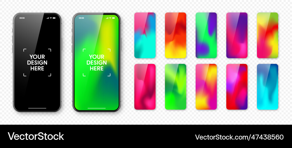 Smartphone with blank touch screen and abstract vector image