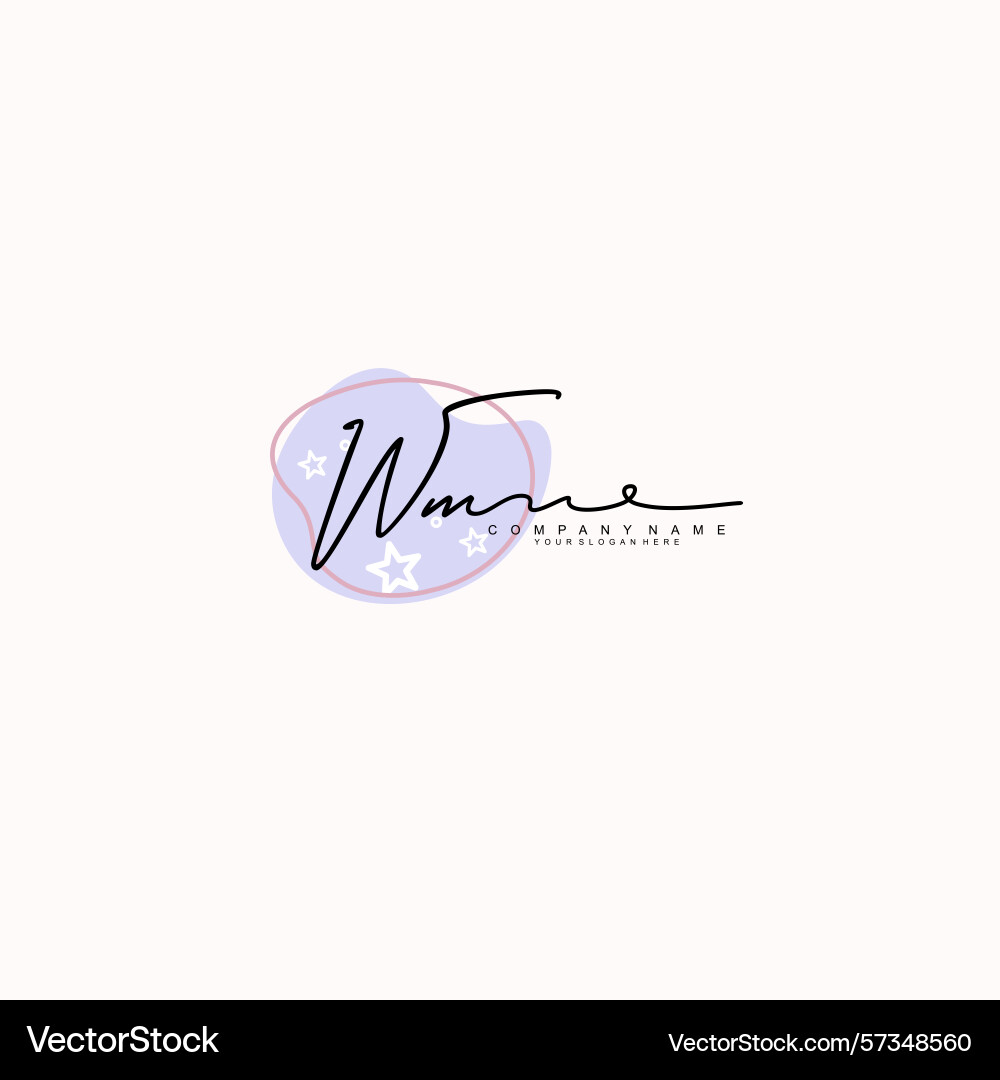 Wm minimalist signature logo design collection Vector Image