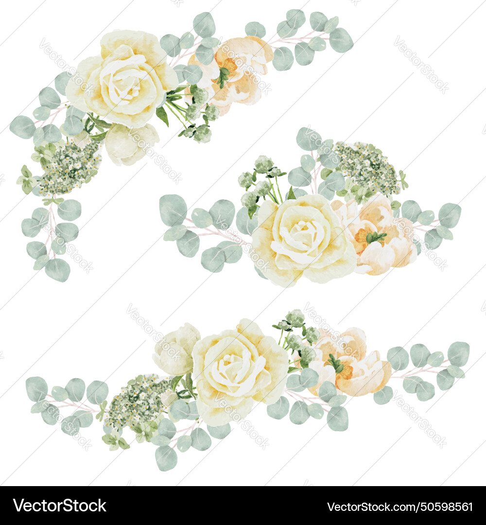 Aquarell weiße Pfingsich und Rosenblätter Blume Aquarell weiße Pfingsich und Rosenblätter Blume vektorbild