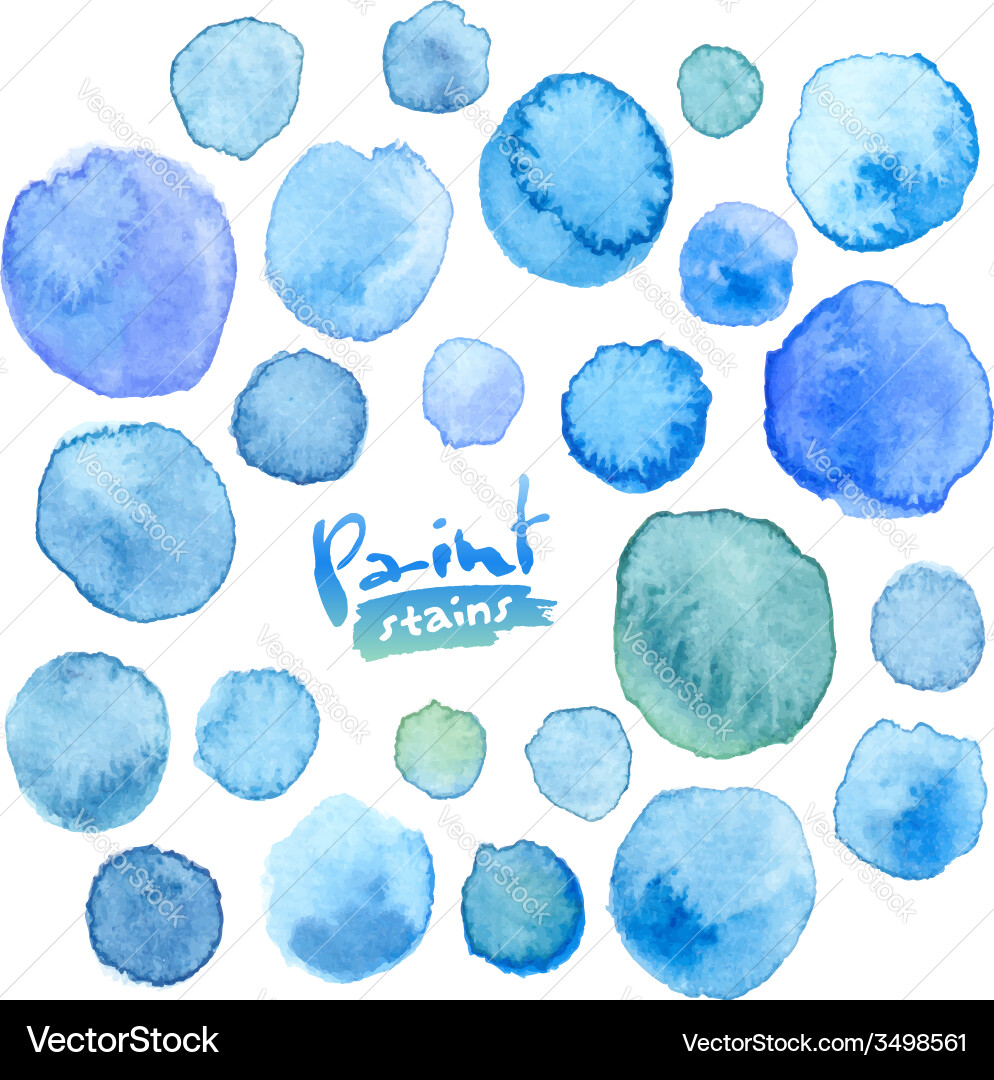 Blue Watercolor Stain Set Vector Image