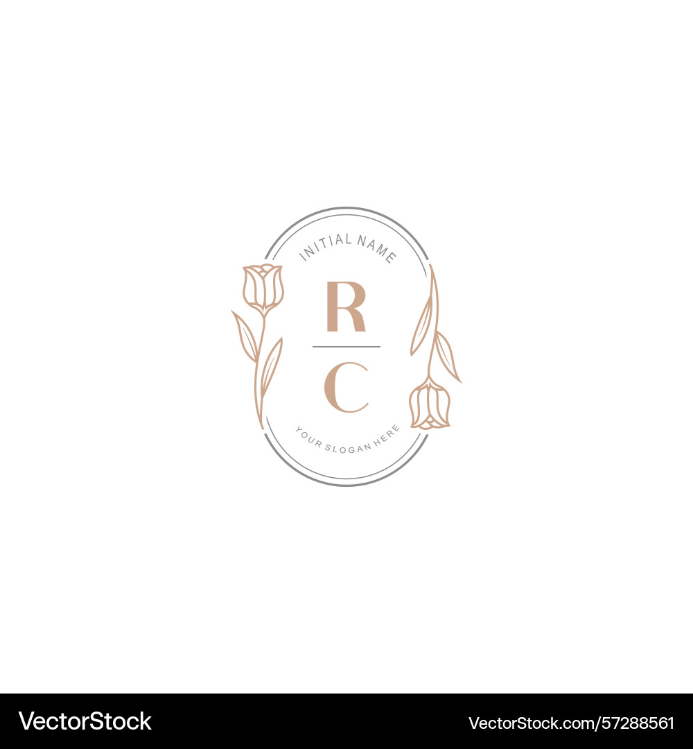 Botanical monogram logos with initial rc Vector Image