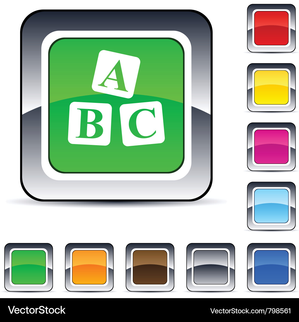 Colorful ABC Cube Button vector image