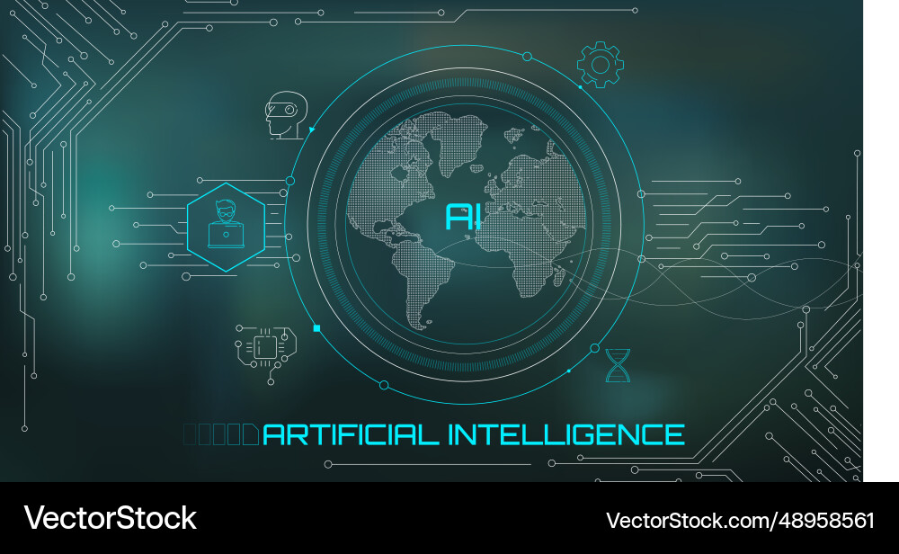Concept of artificial intelligence and global Concept of artificial intelligence and global vector image