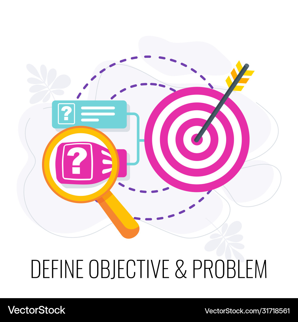 Define objective and problem icon market research Define objective and problem icon market research vector image