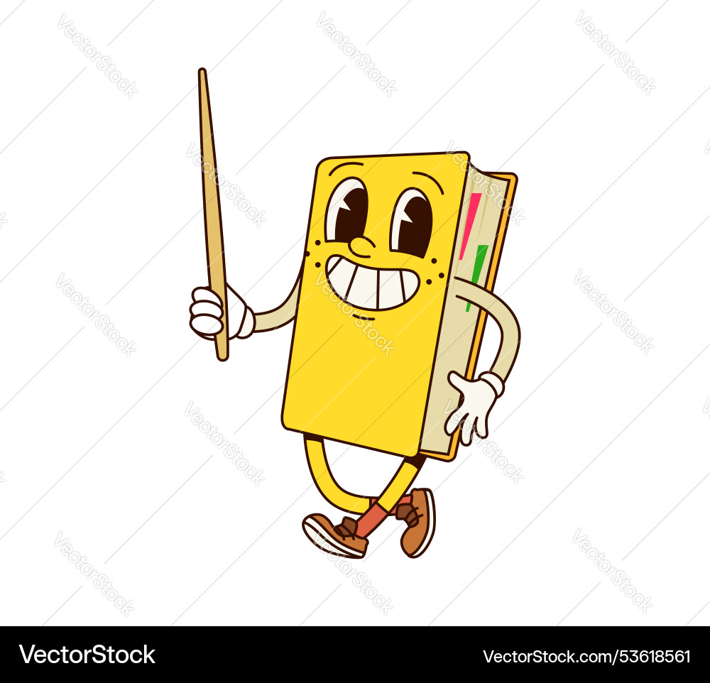 Groovy Cartoon Book Character with Pointer vector image