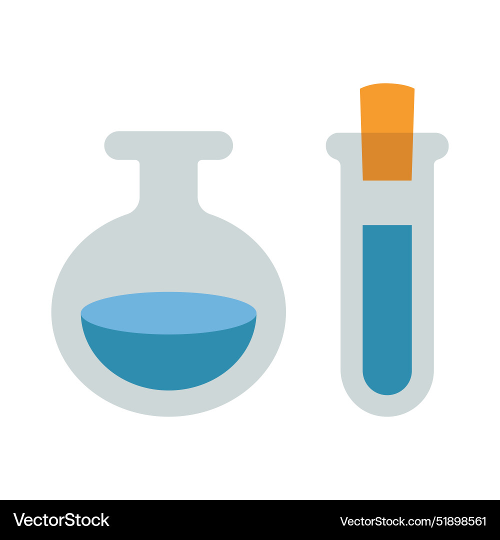 Two laboratory test tubes flasks transparent Vector Image