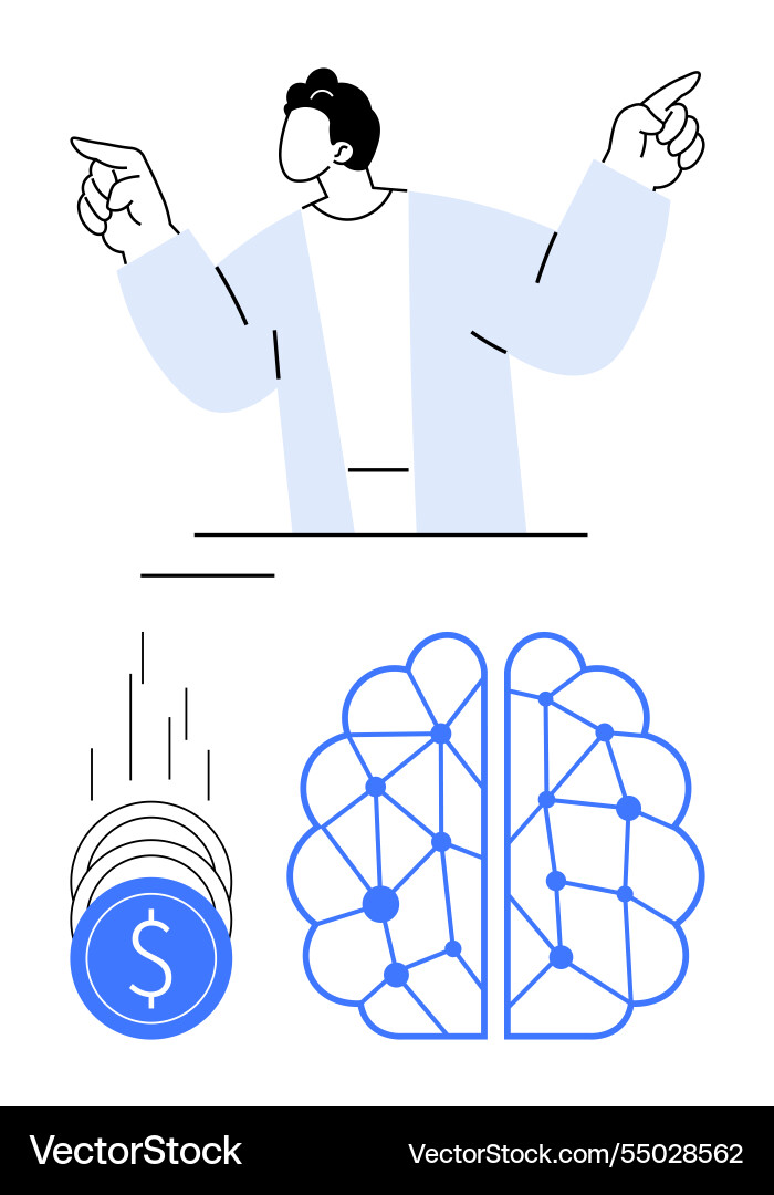 Businessman gesturing with neural network Businessman gesturing with neural network vector image