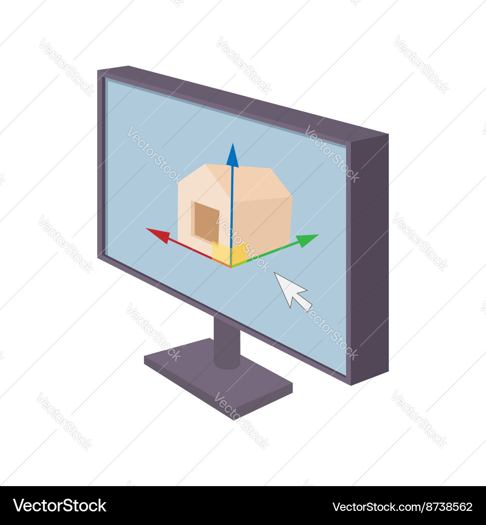 Computer monitor with architecture program icon vector image