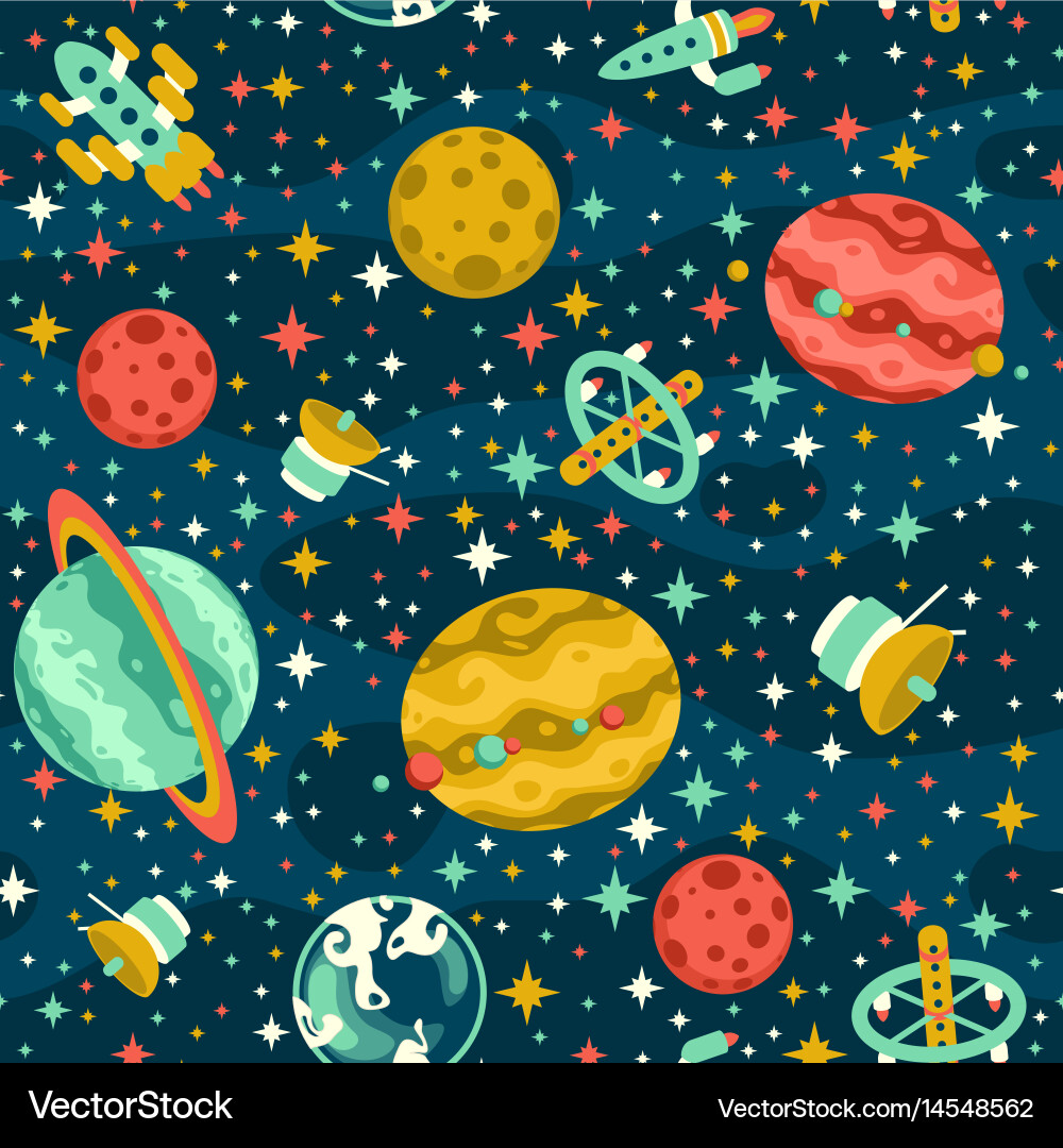 Cosmic Spaceship Pattern vector image