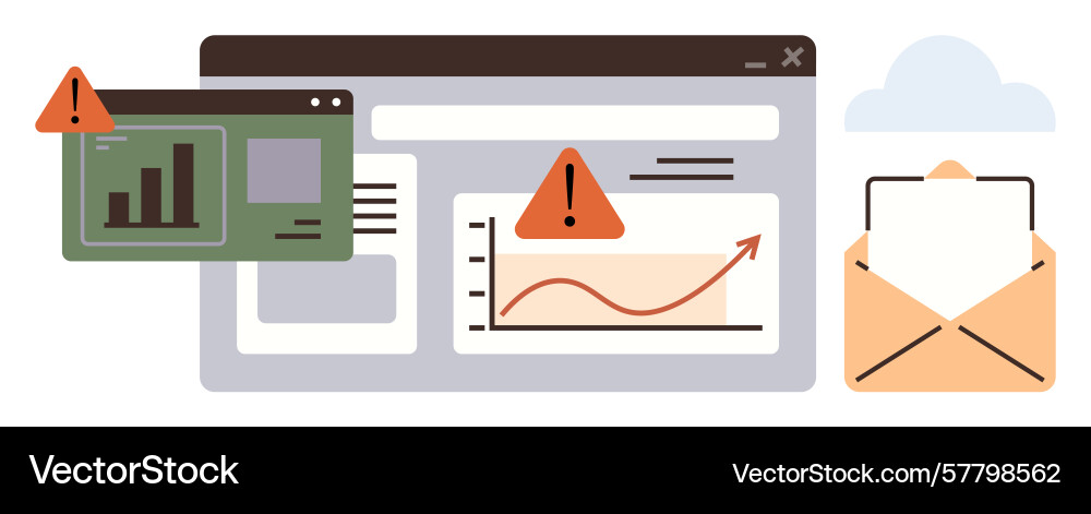 Data alerts on online dashboard with email Data alerts on online dashboard with email vector image