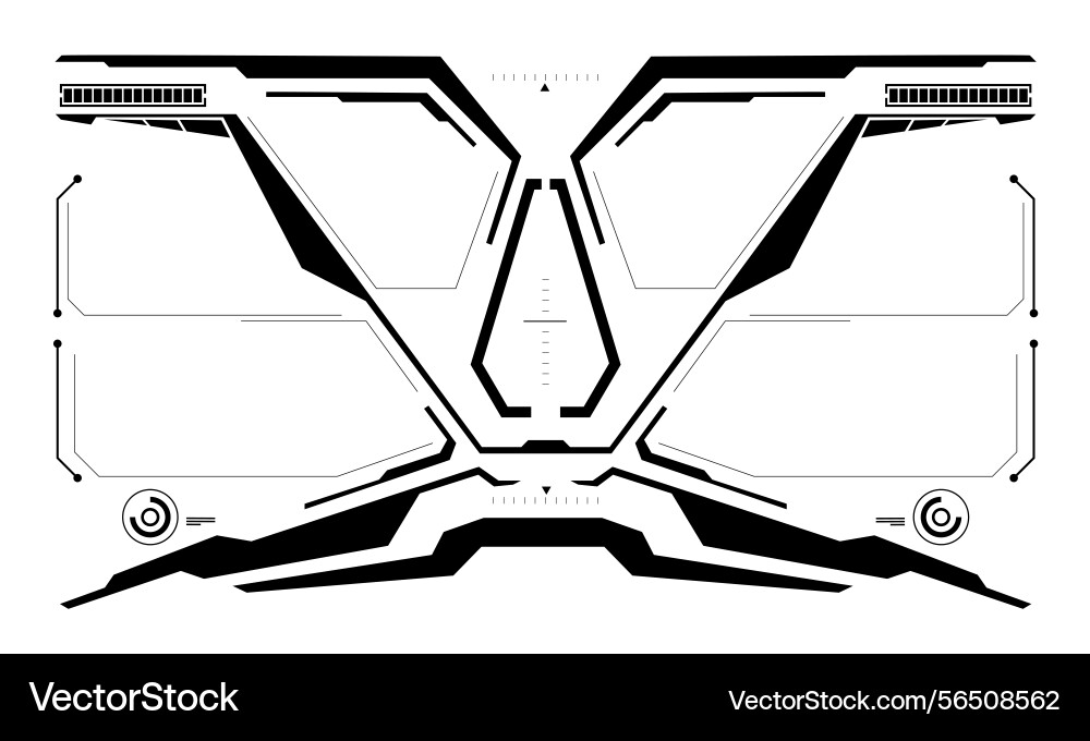 Hud sci-fi interface screen view black circular vector image
