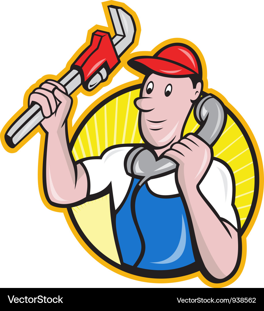 Plumber Fixing Phone vector image
