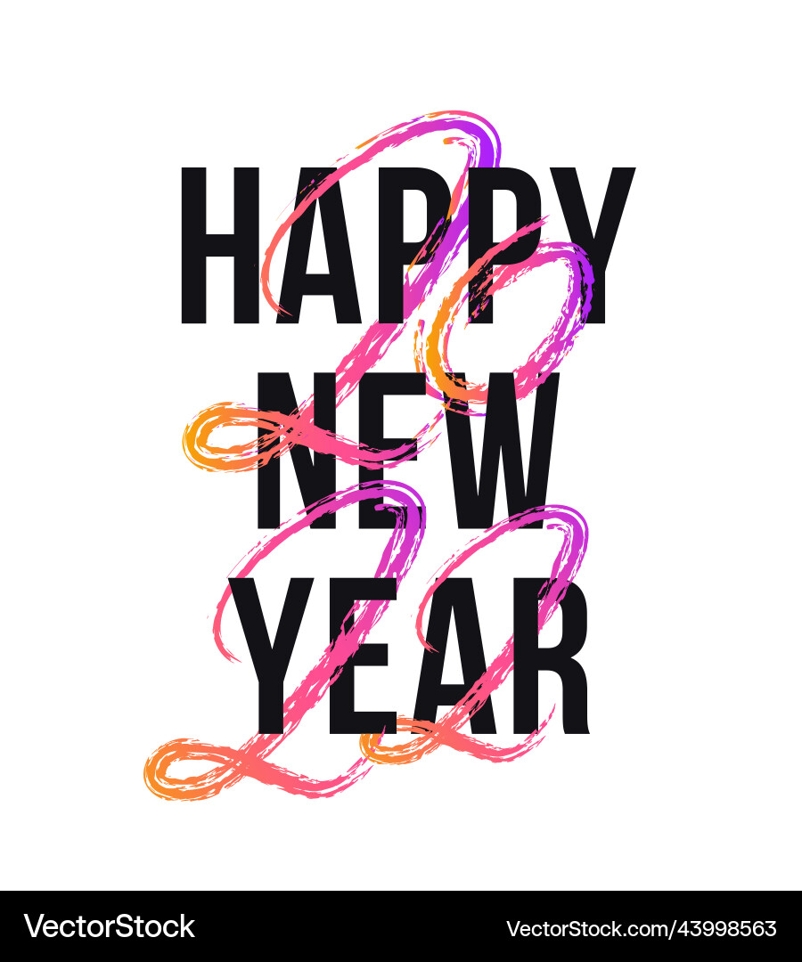 2022 happy new year hand drawn text lettering vector image