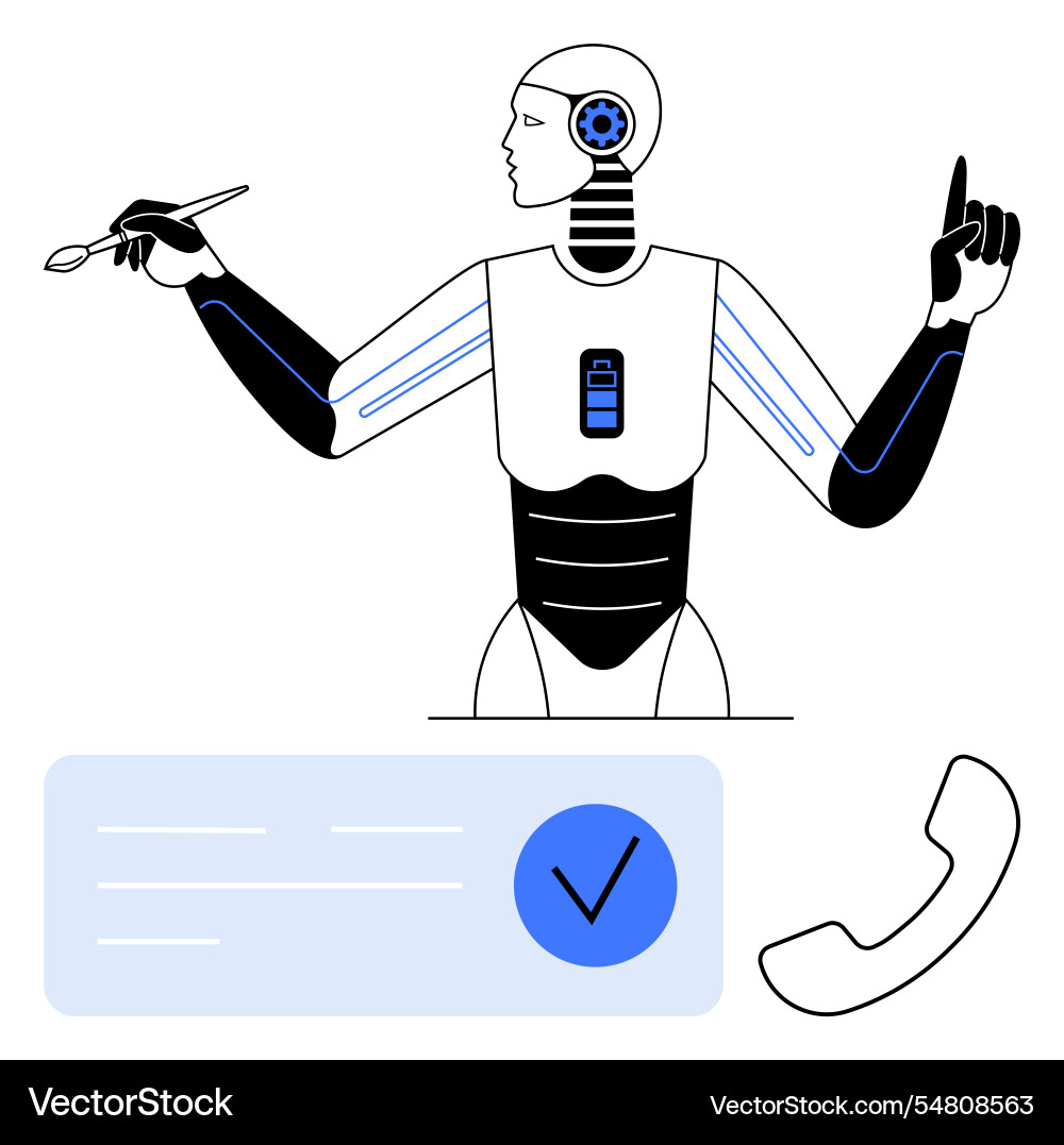 Ai Roboter lösen mehrere Aufgaben gleichzeitig Vektorbild